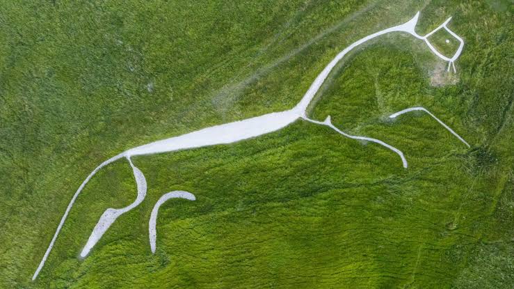 The white horse Uffington chalk hill